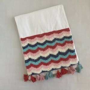 Crocheted Cotton Tasseled Table Runner Wild Sage